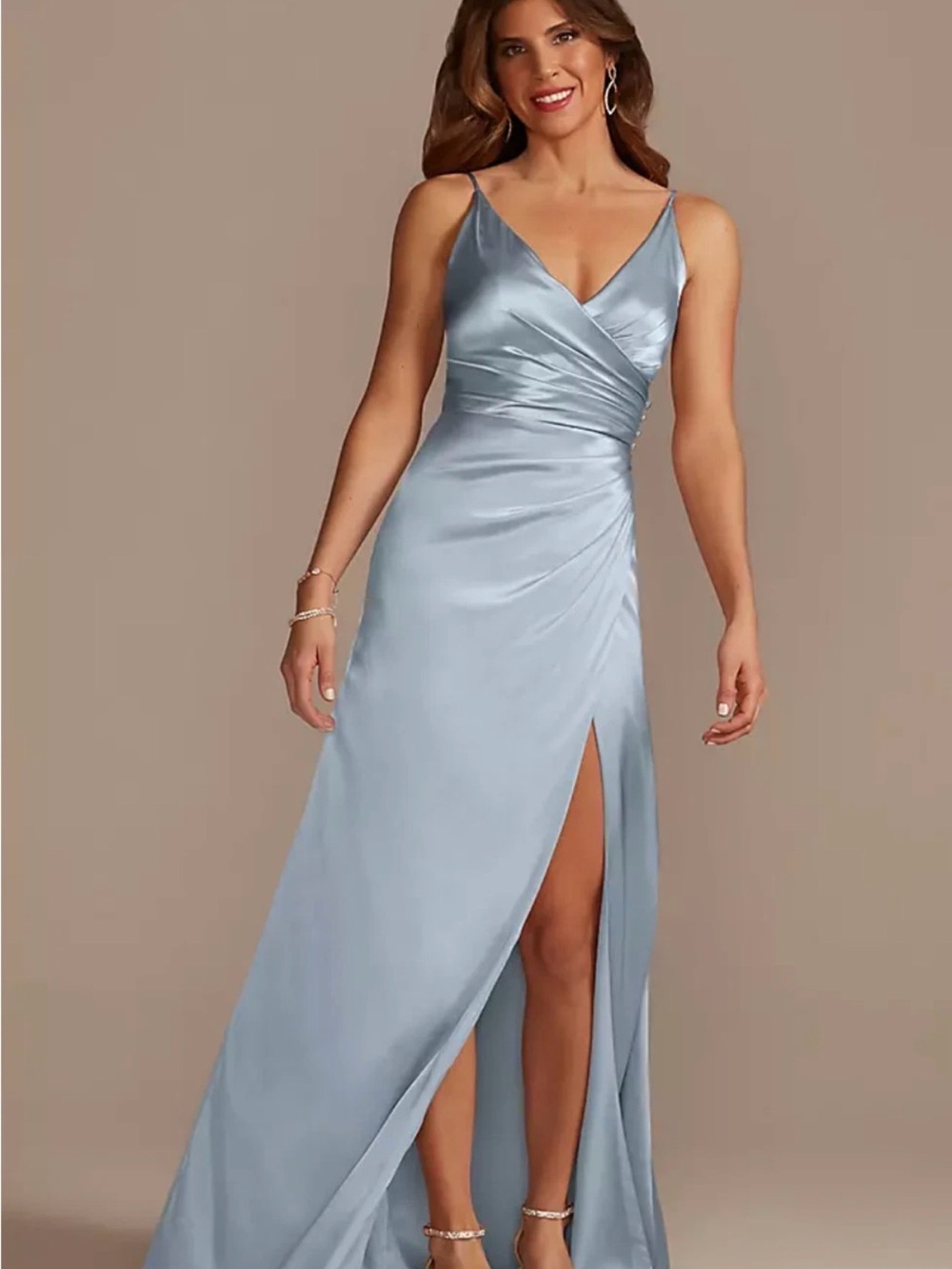 Galina Signature Charmeuse Draped Strappy Dress